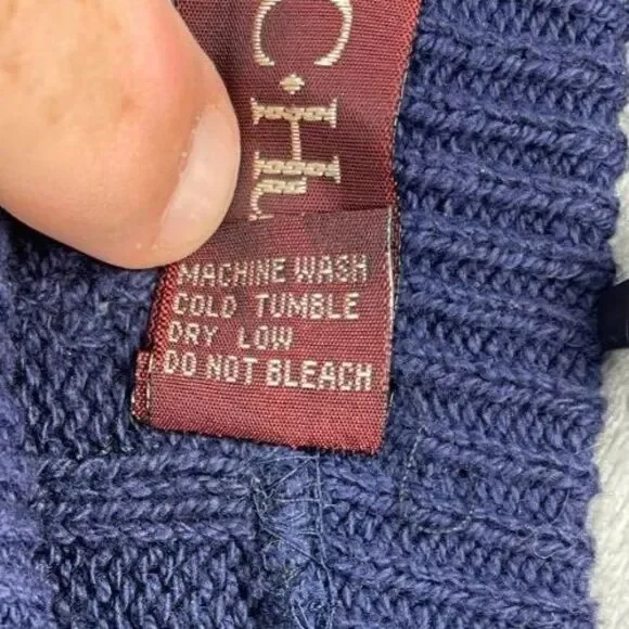 VTG CC Hughes Men's Pullover Sweater Windowpane XL Long‎ Sleeve Navy Blue - Picture 5 of 7